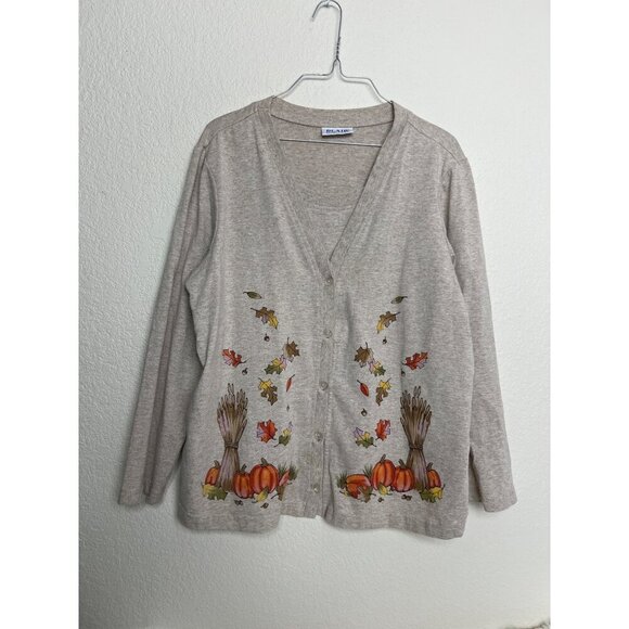 blair Tops - Blair Top W/ Attached Cardigan L Harvest Fall Pumpkins Hay Leaves